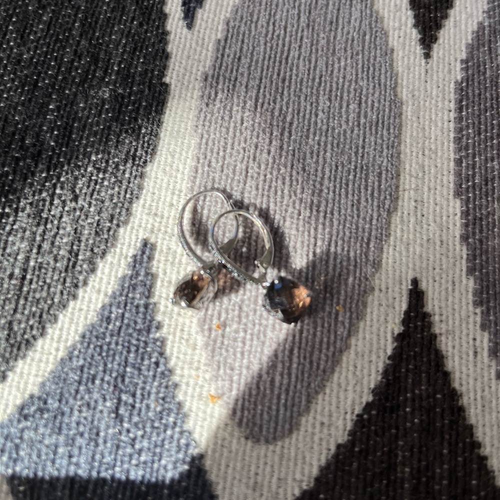 Smokey quartz and black diamond earrings